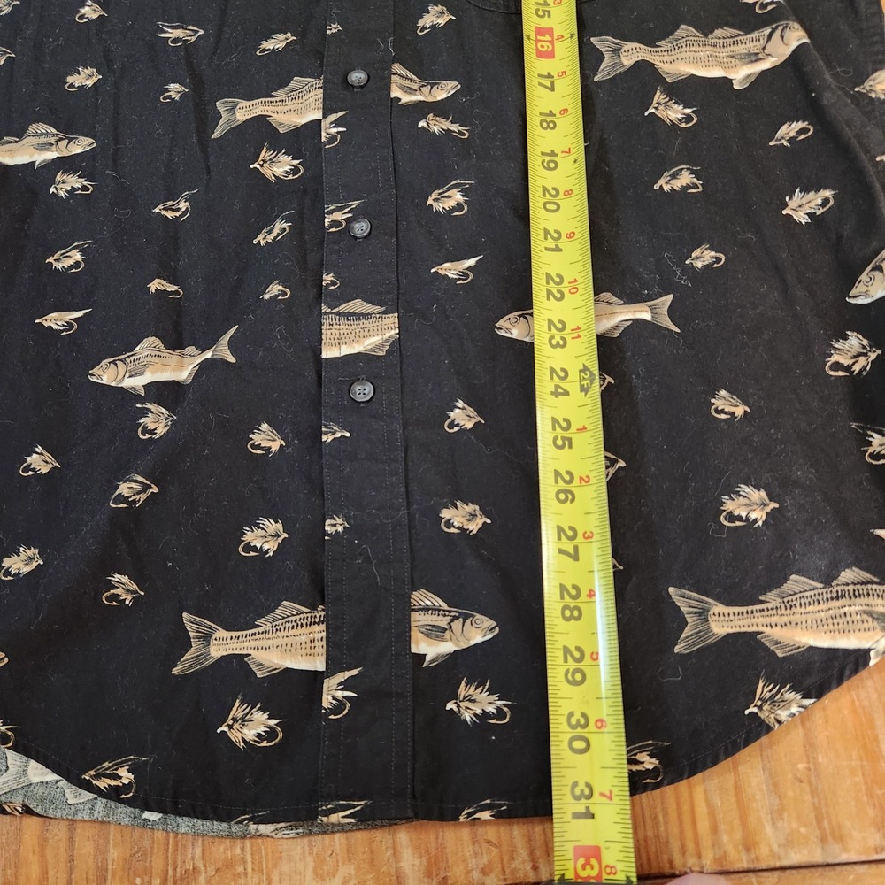 Vtg Men's Chaps Ralph Lauren Med Long Sleeve Button Down All Over Fish Print - Picture 8 of 12